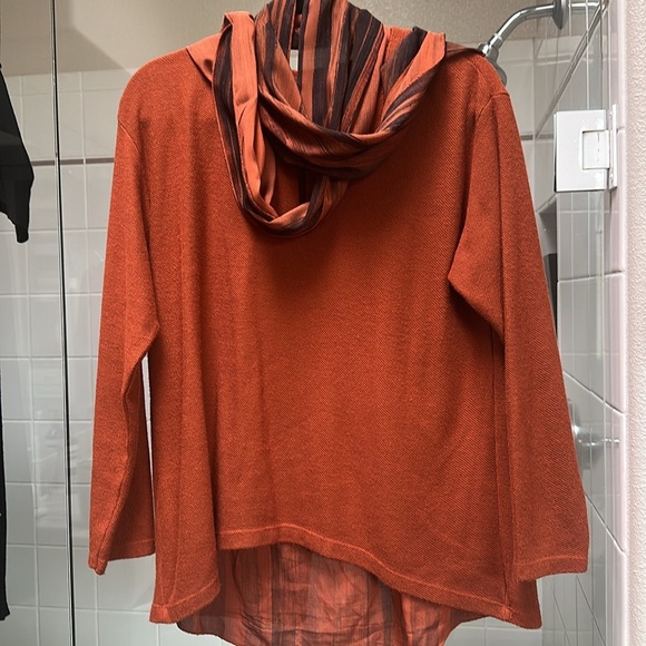 Rust Color Sweater with Scarf. Made in Italy. Size S - Picture 2 of 6